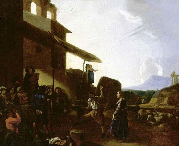 CERQUOZZI, Michelangelo Street Scene in Rome - Oil on canvas